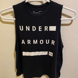 Under Armour Women Loose Sleeveless Heatgear Black Cotton T-Shirt Size M
